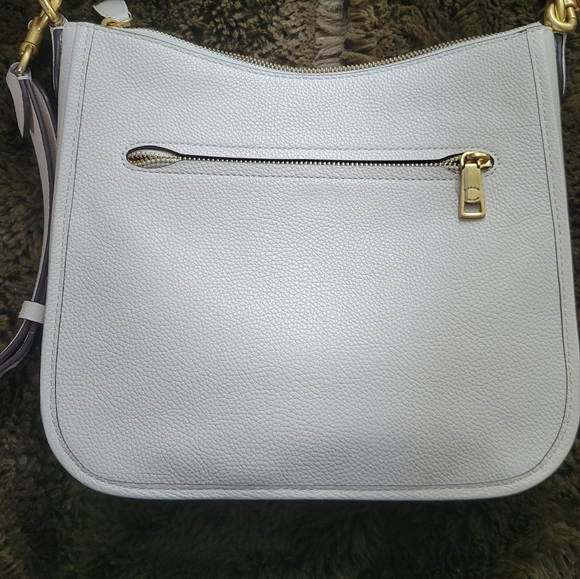 Pebbled Leather Bone Coach Crossbody Bag - Picture 4 of 5